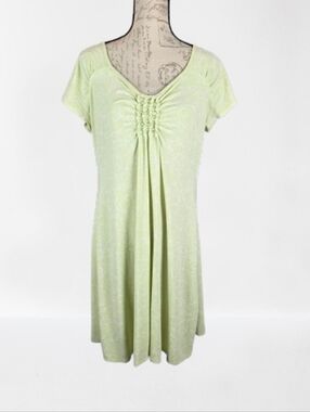 Fresh Produce Emma Dress Green Floral Women's Lg Made in USA
